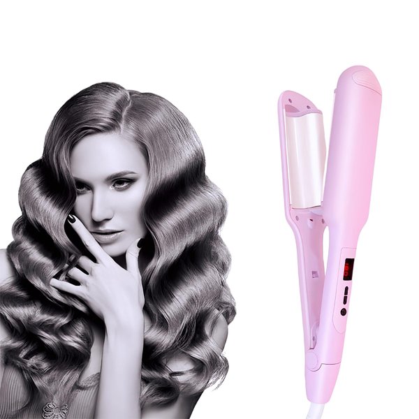 JINDIN 2 Barrel Curling Iron Wand Deep Waver Hair Crimper Ionic Wavy Hair Curler for Long Hair 1.1in/28mm Beach Wave Curling Wand Fast Heating Dual Voltage