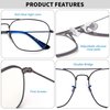 JM Aviator Computer Blue Light Blocking Glasses, Square Eye Protect Video Eyeglasses Anti Glare Men Women (Gunmetal Frame Black Temple Tips)