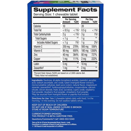 PreserVision AREDS 2 Eye Vitamin & Mineral Supplement, Contains Lutein, Vitamin C, Zeaxanthin, Zinc, Copper & Vitamin E, 60 Chewable (Packaging May Vary)