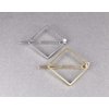 Silver square barrette outline shape metal hair clip barrette silver shiny clip