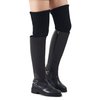Leotruny Women's Winter Over Knee High Footless Socks Knit Leg Warmers (Black)