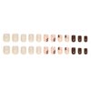 Fall Press on Nails Extra Short Square Fake Nails Autumn Flowers Designs False Nails Glossy Glue on Nails Brown Acrylic Nails Full Cover Small Stick on Nails for Women Nail Art Manicure 24 Pcs