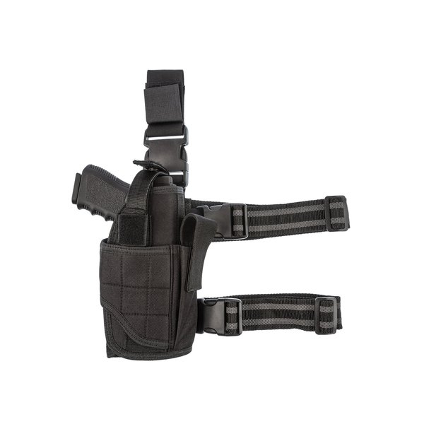 CCW Tactical Leg Holster - Wrap Around Thigh Design for Men and Women with Fully Adjustable and Removable Belt Hanger Strap, Right Handed, Black