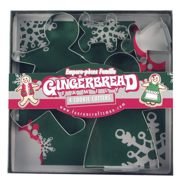 Fox Run Gingerbread Family Cookie Cutter Set, Silver