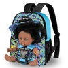 Nice2you Black Baby Doll with Backpack Carrier, 10in American African Doll for Girls Toddlers Aged 2+, Backpack for Baby Doll Accessories Storage, Perfect for 1 2 3 4 5 6 Years Old Kids