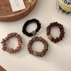 Xiwstar 4Pcs Elastic Rhinestone Beads Scrunchies Hair Ties Silk Satin Leopard Print Hair Elastics Bands Ponytail Holder Hair Accessories