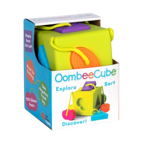 Fat Brain Toys OombeeCube - Travel-Friendly Shape-Sorter for Babies & Toddlers