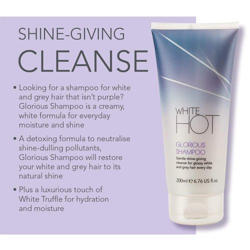 White Hot Cleanse & Condition Trio: brightening hair care regime to cleanse & add gloss to white & grey hair, purple shampoo