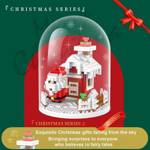 OLTLYUNH 2024 Advent Adults Mini Bricks Christmas Building Blocks DIY Christmas Toy Building Sets Assembly Christmas Friends Set Christmas New Year Creative Gift for Adults Teens Kids Ages 8+(House)