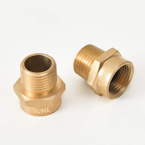 GESHATEN 1/2” G Thread (BSP) Female to 1/2” NPT Male Connector, Brass BSP to NPT Adapter 1/2 Inch, Industrial Metal Brass G Thread to Pipe Fittings Connect (2 Pack)