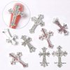 Cagzzee 3D Cross Nail Charms, Silver Crystal Cross Nail Decorations for Nail Art, 10Pcs, Metal Nail Art Rhinestones Cross Charms for DIY Designs Supplies (Silver)