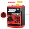 ATM Piggy Bank for Boys Girls, Vcertcpl Mini ATM Coin Bank Money Saving Box with Password, Kids Safe Money Jar for Adults with Auto Grab Bill Slot, Great Gift Toy Bank for Kids (Red+Black 02)