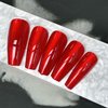 KKUUOO Wine Red Press on Nails Medium Coffin Fake Nails Gradient Design False Nails Shiny Acrylic Nails Full Cover Stick on Nails Christmas Press on Nails for Women Valentine's Day Xmas Manicure