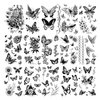 Cerlaza 20 Sheets Black Butterfly Temporary Tattoos for Adult Women, 120 Styles Small Butterflies Fake Tattoo Waterproof Long Lasting, Semi Permanent Tattoos Temporary Realistic for Girls Kids