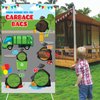 Bags Garbage Truck Trash Trucks Toss Games Banner Backdrop Waste Management Recycling Bin Throw Rubbish into the Garbage Theme Decor Decorations for Boy Girl Birthday Party Baby Shower Supplies Gift