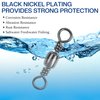 Fishing Barrel Swivels, 200pcs Rolling Ball Bearing Fishing Swivels with Solid Ring Fishing Tackle Accessories Fishing Hook Line Connector Copper with Stainless Steel Black & Gold Size 2 4 6 8 10