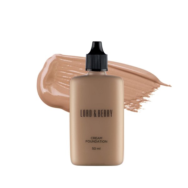 Lord & Berry CREAM FOUNDATION Makeup Long Lasting Full Coverage Lightweight Liquid Foundation Contains Antioxidants, Moisturizers, UVA-UVB Filters & Anti-Pollution Extracts, Ivory, 1.69 Fl oz