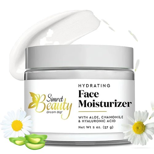 Simret Beauty Hydrating Face Moisturizer - Daily Face Cream with Hyaluronic Acid, Vitamin E & C, Chamomile & Aloe for Oily, Acne-Prone, and Sensitive Skin - Vegan, Cruelty-Free, 2 oz