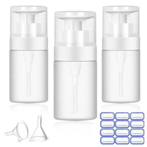 XILAZAB 2/3 Pack-Acetone Bottle Push Down Pump Dispenser-Lockable Alcohol Pump Dispenser Bottle -Nail Polish Remover Pump Bottle 100/180 ML-Liquid Dispenser Pump Bottle (3 * 100ml White)