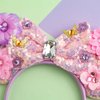 CHuangQi Mouse Ears Headbands with Shiny Bow, Double-sided Sequins Glitter Hair Band for Birthday Party Celebration or Event