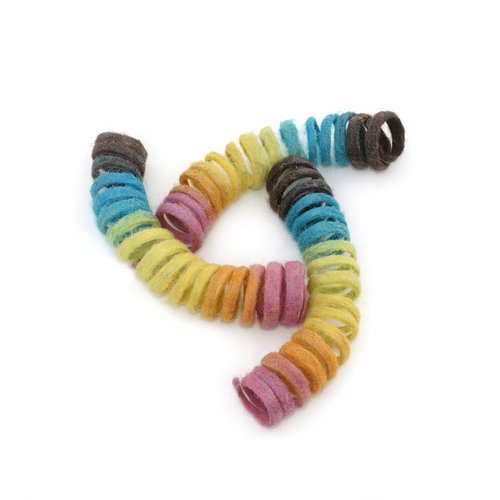 Glaciart One Felt Spring Cat Toy – 3 Pcs Soft Fuzzy Enrichment 100% Natural Wool Toy - Interactive Stretchable Play Cat Toy Set - Safe for Pets, Non-AZO Colored Dyes - 30” Long