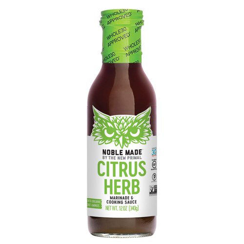 Noble Made Citrus Herb Marinade And Cooking Sauce, 12 Fl Oz Bottle, Seafood, Pork, Poultry, Non GMO, Paleo, Gluten-Free, Whole30 Approved, Naturally Sweetened, Easy Marinade