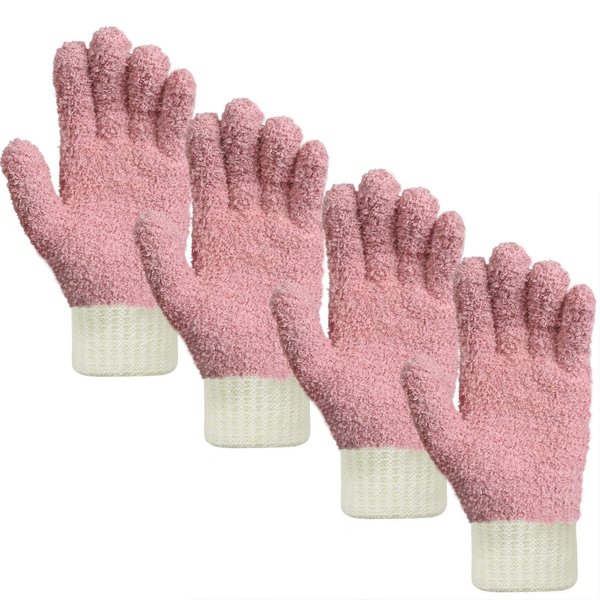 MIG4U Microfiber Dusting Gloves House Cleaning Glove for Blinds, Windows, Shutters, Furniture, and Car, Reusable Lint-Free Pink 2 Pairs S/M