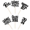 30PCS Black 10th Birthday Cupcake Toppers Glitter Ten Happy 10th Straight Outta 2014 Cupcake Picks for Cheers to 10 Years 10th Birthday Wedding Anniversary Party Cake Decorations Supplies