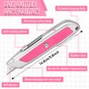 DIYSELF 2 Pack Box Cutter, Aluminum Utility Knife, Box Cutters Retractable, Sturdy Razor Knife for Cardboard, Boxes, Packages, Papers, Cartons, Box Cutter Knife, Navajas de Trabajo, Pink Knife