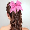 Breast Cancer Awareness Cheer Bows Pink Ribbon Rhinestones Cheerleaders Hair Bow Tie with Elastic Bands Ponytail Holder Hair Accessories for Women Girls