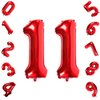 Red Number 11 Balloons,40 Inch Birthday Number Balloon Party Decorations Supplies Helium Foil Mylar Digital Balloons (Red Number 11)