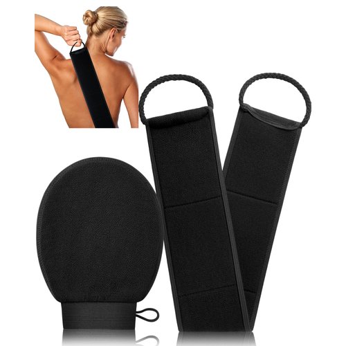 2 in 1 Exfoliating Glove & Back Scrubber for Shower - 𝙉𝙤 𝙉𝙚𝙚𝙙 𝘼𝙨𝙠 𝙃𝙚𝙡𝙥 Exfoliating Body Scrubber for Soft Skin, Dead Skin Remover for Body Exfoliator, Korean Exfoliating Mitt for Body