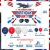68Pcs Fighter Jet Birthday Decorations for Boys Red Blue Balloons Garland Arch Kit with Aircraft Birthday Party Backdrop Fighter Jet Airplane Theme Party Supplies