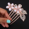 Chargances Pearl Bride Wedding Hair Comb Vintage Flower Rhinestone Hair Side Comb Bridal 1920s Headpiece Glitter Crystal Handmade Accessories for Women and Girls (Style 2)