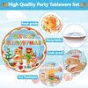 96 Pcs Gingerbread Party Supplies Paper Plates Napkins Christmas Gingerbread Party Birthday Decorations Favors for Christmas Family Gathering Winter Holiday Birthday Party Supplies Serves 24