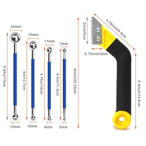 Coitak Tile Grout Saw Angled Grout Saw with 3 Pieces Extra Blades Replacement, Grout Removal Tool for Tile Cleaning, 4 Pieces Double Ball Ended Tiling Tool