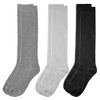 Topbuti 3 Pack School Uniform Cotton Knee High Socks Black White Grey Knee High Socks for Girls and Boys