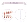 BABALAL Medium Press on Nails Gradient Pink Acrylic Fake Nails Cute Stick on Nails Ballerina False Tips Manicure with 3d Bow Heart Charm Design Nails for Women and Girls