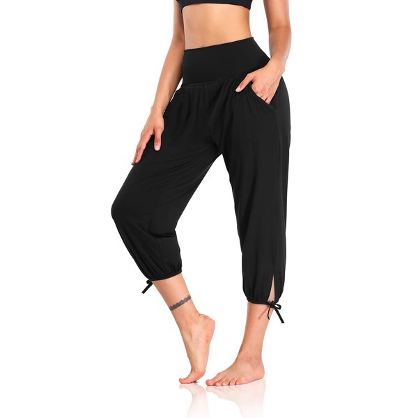 DIBAOLONG Womens Yoga Pants Capri Loose Workout Sweatpants Comfy Lounge Joggers with Pockets Black XL
