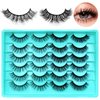 LoveOurHome 12 Pairs Faux Mink Lashes Wispy Lashes 8D Curl Volume False Eyelashes Flully Eye Lash Extesnion Fake Lashes 2 Style Pack Natural Look Fake Eyelash with Tweezers for Women Girls
