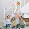 Stars Rainbow Gradient Number 1 Balloon,40 Inch Giant Number Balloon & Mini Crown Balloon for Birthday Party Decorations,Girl 1st Birthday Party Decorations,Foil Mylar Birthday Digital Balloon