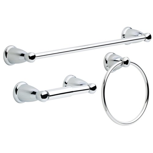 Franklin Brass Kinla (3-Pack) Bathroom Set Polished Chrome 24" Towel Bar Racks,Toilet Paper Holder, Hand Towel Holder | Bathroom Accessory Set Towel Holder Hardware Set KIN3PC-PC
