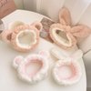 Hofar Cute Bear Face Wash Headband Hairband with Bear Ears Coral Fleece Cartoon Cute Creative Hair Accessories (Rabbit-White)