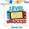 Level 10th Unlocked Cake Topper - Electronic Games Theme Boys Birthday Party Decorations Supplies - 10th Happy Birthday