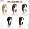 UDU Hair Toppers for Women with Thinning Hair Synthetic Hair Toppers Hair Pieces for Women Ladies Dark Brown Highlights Muti-layer Long Straight Wavy Clip in Wiglets with Fringe bangs