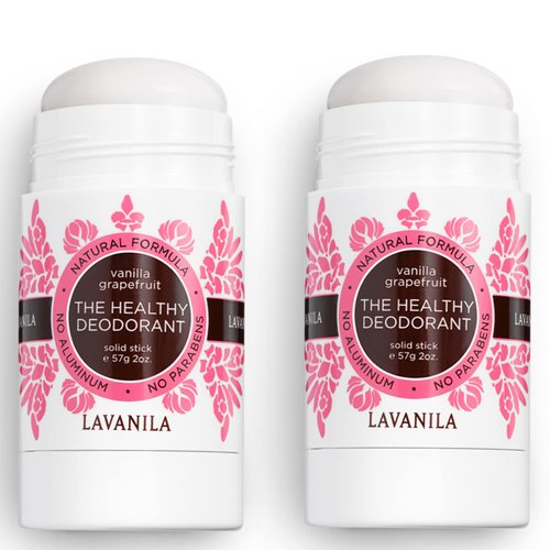 Lavanila Natural Aluminum Free Deodorant 2-Pack, Vanilla Grapefruit - The Healthy Deodorant for Men and Women, Solid Stick (2 Ounce Each), Vegan