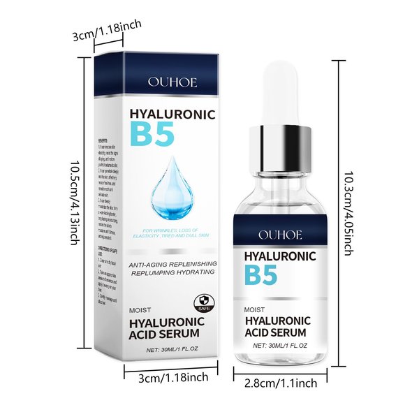 Hyaluronic Acid Serum for Face B5 with Vitamin C, Anti Aging Wrinkle, Hydrating Moisturizer Non-greasy, Hyaluronic Acid Serum for Face Hydrated Travel Size for Men&women (2 counts)