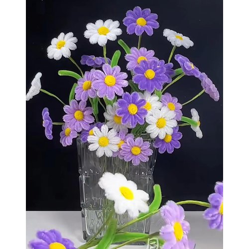 YOOTOM 310PCS Pipe Cleaner Flower Kits for Little Daisies Making, Chenille Stems Daisy Flower Crafts, 30 Artificial Daisies Bouquets Creation,Birthday Graduation Wedding Festival Gift