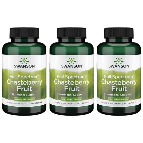 Swanson Chasteberry Fruit - Herbal Supplement Promoting Women's Health & Menopausal & Menstrual Support - May Support Balance & Skin Health - (120 Capsules, 400mg Each) 3 Pack