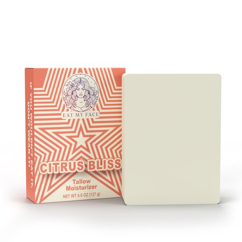 Eat My Face Natural Grass Fed Beef Tallow Soap Bar, Refreshing & Moisturizing Bergamot Citrus Soap For All Skin, Organic Tallow Handmade Soap - 4.5 oz